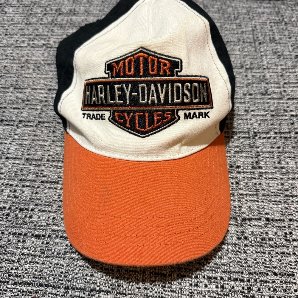 Harley-Davidson Cream and Orange Cap Size 4-14